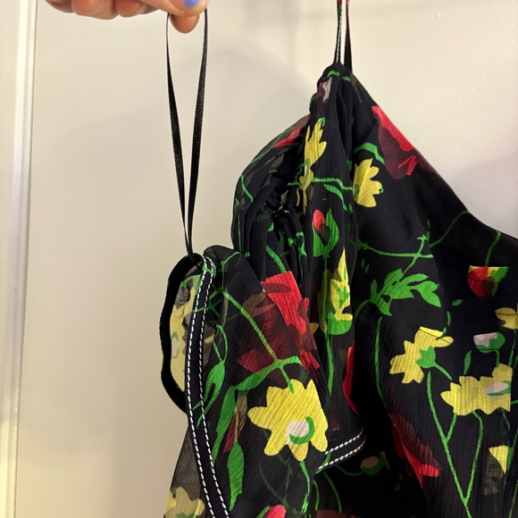 Jason Wu Grey Off-Shoulder Floral-Print 100% Silk Chiffon Dress MSRP $595 Sz 10 - Picture 3 of 16